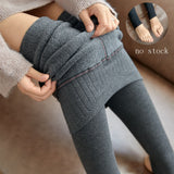 High Waist Striped Leggings - Winter Warm, Thick, High Stretch Imitation-Cashmere Skinny Pants