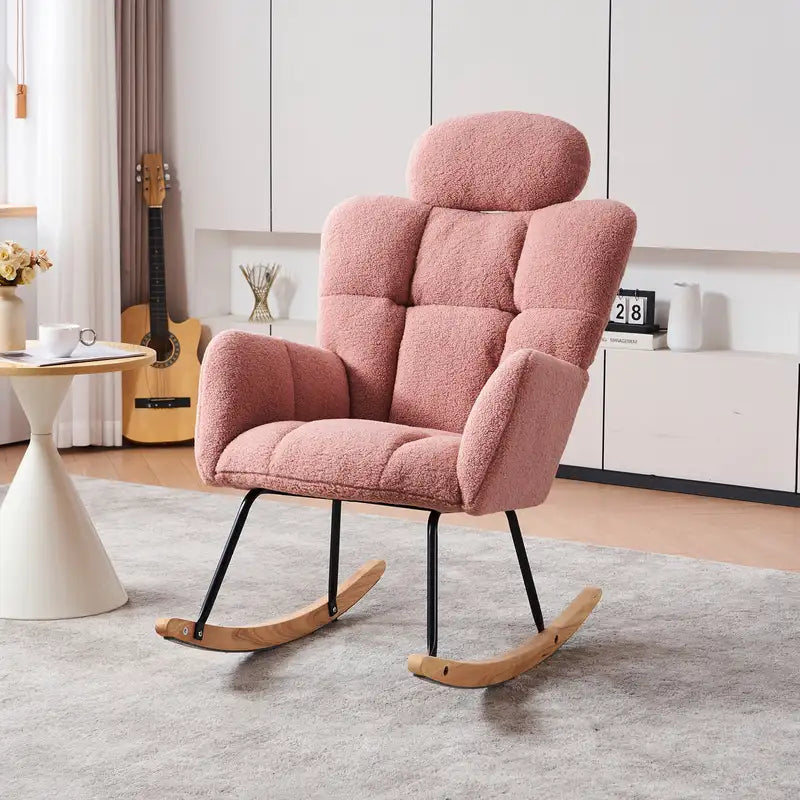 Pink Teddy Rocking Glider Chair - Mid Century Modern Nursery