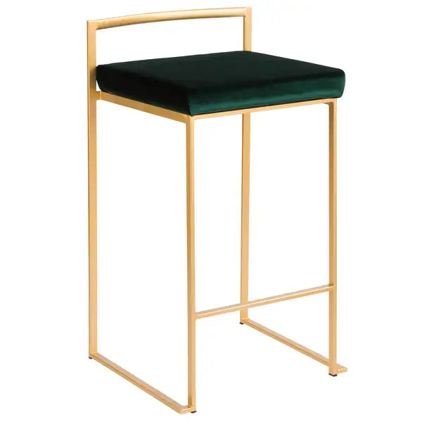 LumiSource Gold Velvet Counter Stools - Set of 2 - Stackable & Glam