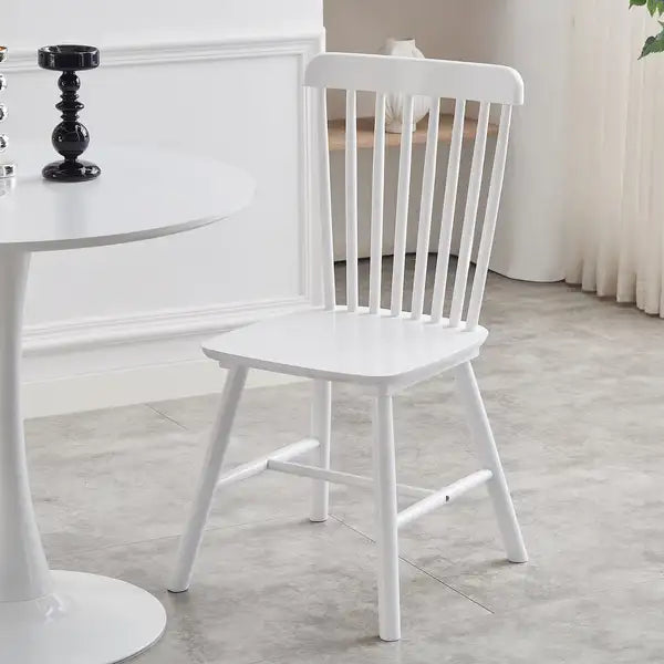 4-Piece White Dining Chair Set | Rubberwood, Solid Wood, Simple & Natural - Minihomy