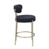 Modern Sherpa Counter Height Stools Set of 2 - Black - Brushed Brass Legs - Footrest - Minihomy