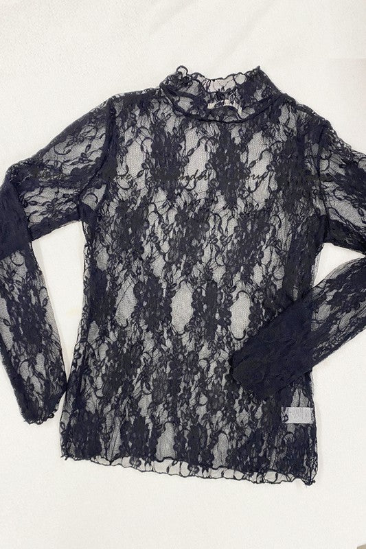 Floral Print Lace Long Sleeve Blouse for Women