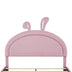 Full Size Upholstered Rabbit Bed with Storage Stools, Pink Velvet Platform Bed with Ears Headboard - Minihomy