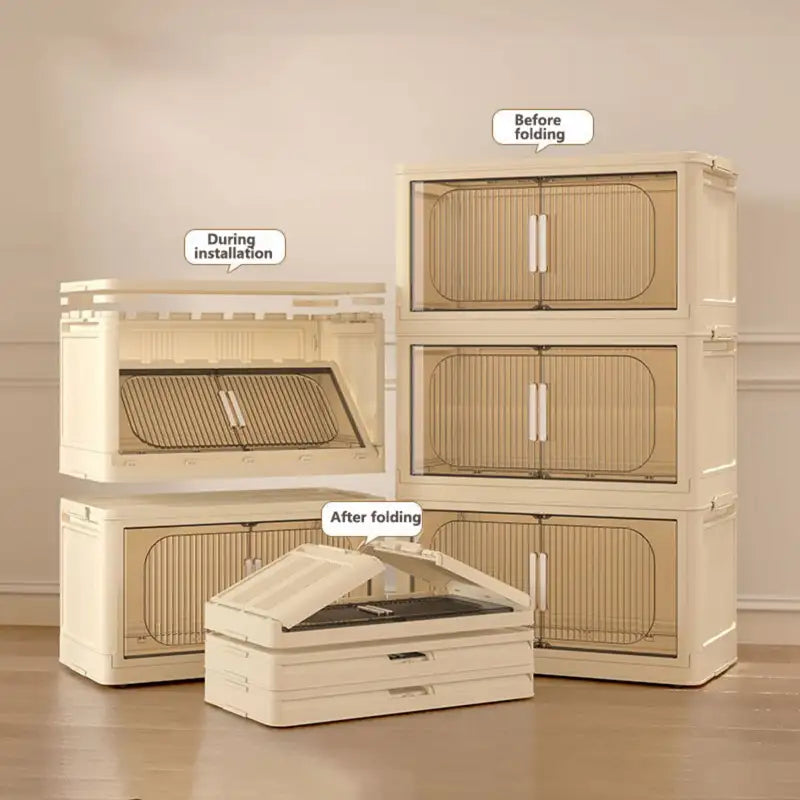 Collapsible 5-Tier Storage Cabinet with Wheels & Magnetic Door - 19.69" Wide