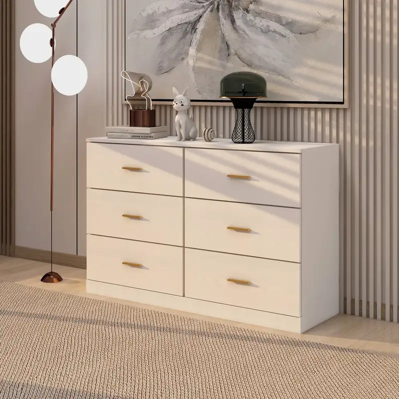 White 6-Drawer Dresser: Modern Bedroom Chest, Ample Storage