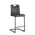 Black PU Leather Bar Stools Set of 2 - Counter Height Dining Chairs - Minihomy