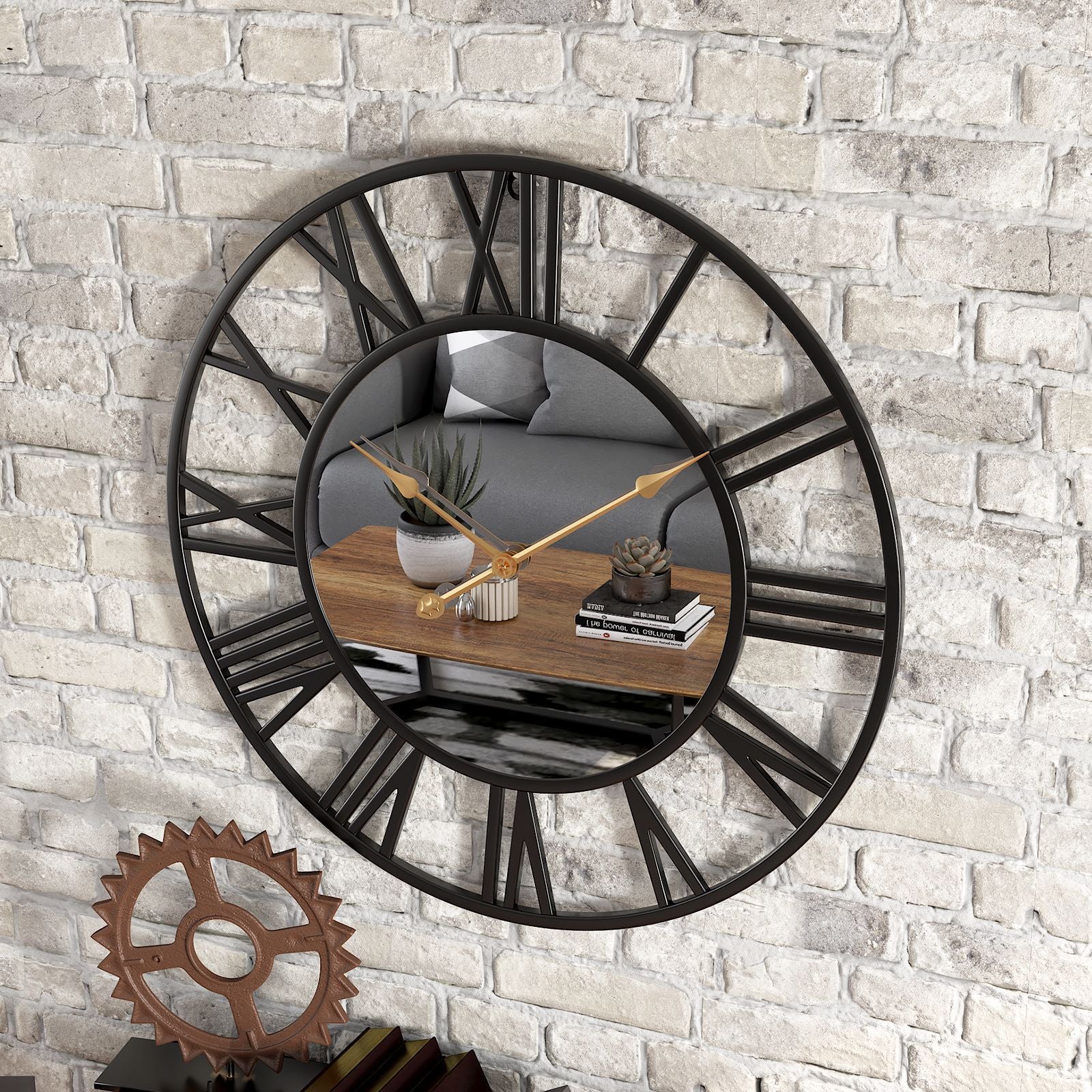 Round Wrought Iron Mirror Clock Wrought Iron Wall Clock