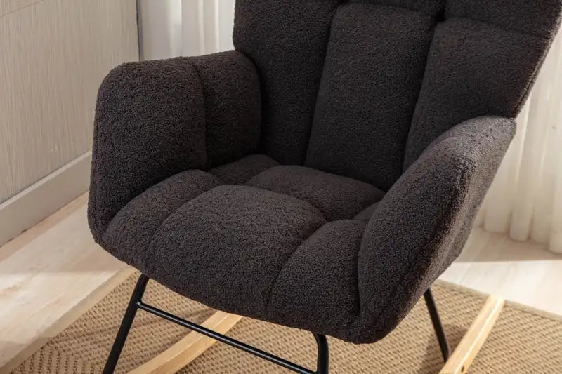 Dark Gray Teddy Fabric Rocking Chair - Nursery & Living Room