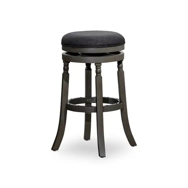 30" Weathered Gray Bar Stool with Charcoal Fabric Seat - Minihomy