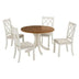 Mid-Century 5-Piece Round Dining Table Set, Solid Wood Kitchen Table with Upholstered Chairs, Walnut & Beige - Minihomy