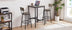 Grey Bar Table Set with 2 Stools, PU Soft Seat & Backrest, 23.62" W x 35.43" H - Minihomy