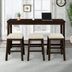 4-Piece Rustic Counter Height Dining Set with Stools & Socket - Brown - TOPMAX - Minihomy