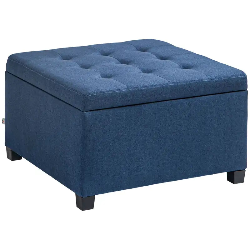 Blue Tufted Storage Ottoman with Flip Top Lid - HOMCOM