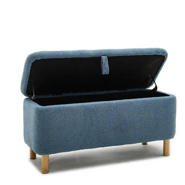 Blue Upholstered Storage Ottoman & Bench - Entryway Furniture