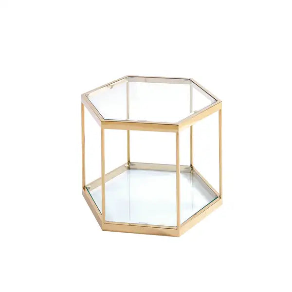 Gold Metal Frame Glass Coffee Table - Modern Living Room Furniture