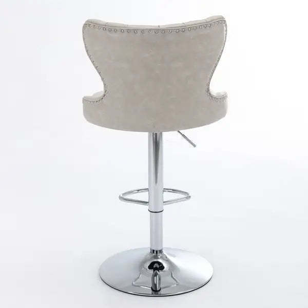 Olive Green Swivel Bar Stools with Backs - Adjustable Height, Chrome Base, Tufted - SW1844BG - Minihomy