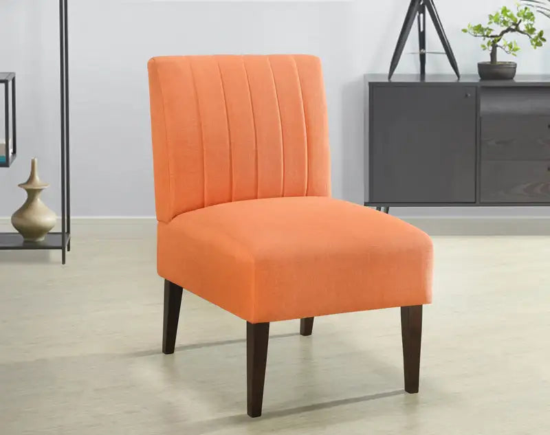 Orange Armless Accent Chair - Plush Fabric, Comfortable Living Room Seating