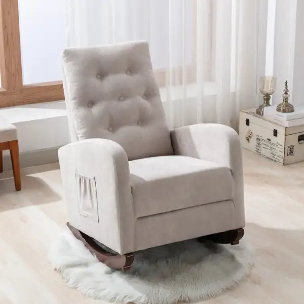 Modern High-Back Rocking Chair for Baby Nursery - Comfortable & Padded