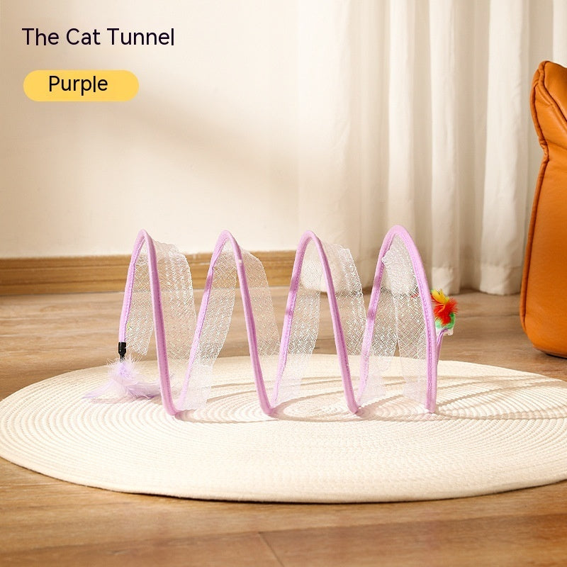 Cat Tunnel Foldable S-Type Interactive Toy for Kittens & Cats - Outdoor Play & Indoor Fun - Minihomy