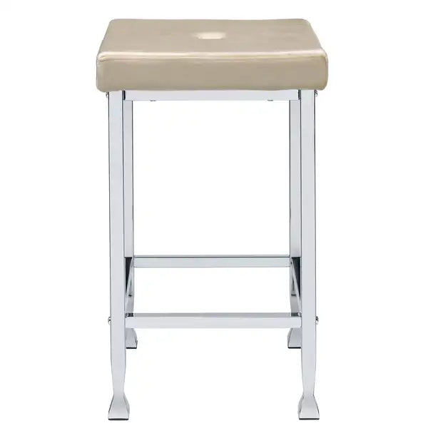 Beige Chrome Counter Height Stools - Set of 2