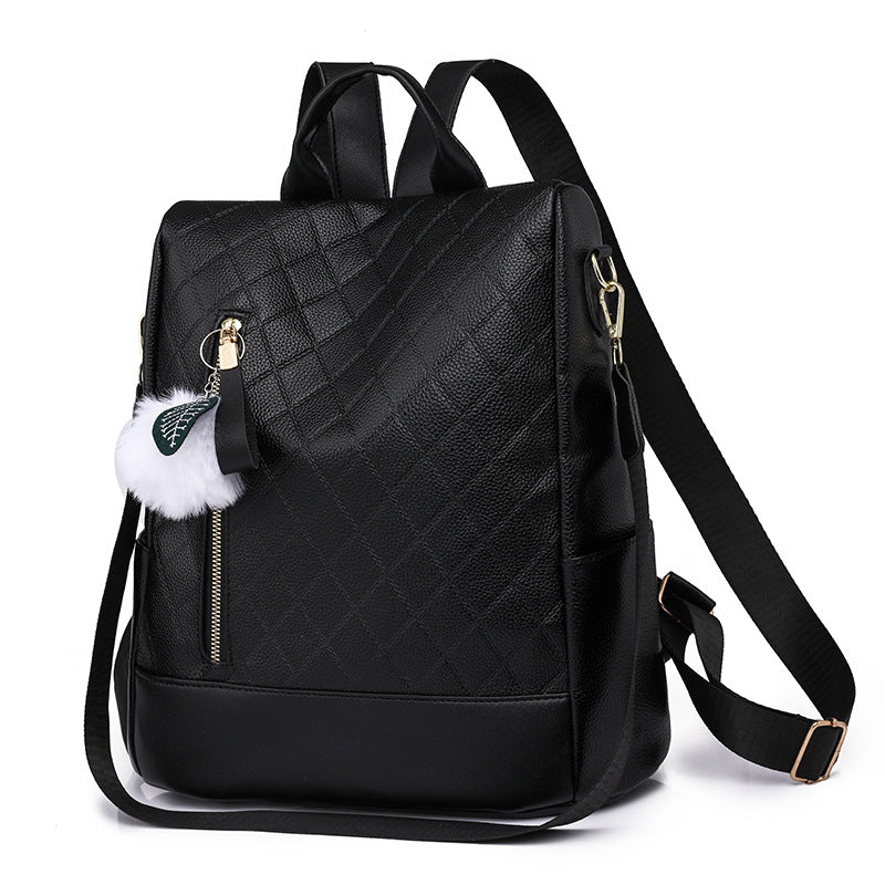 Women's Soft PU Leather Preppy Style Backpack