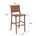 Hengming Woven Leather Bar Stools, Solid Wood Legs, Set of 2 for Living Room, Kitchen - Minihomy