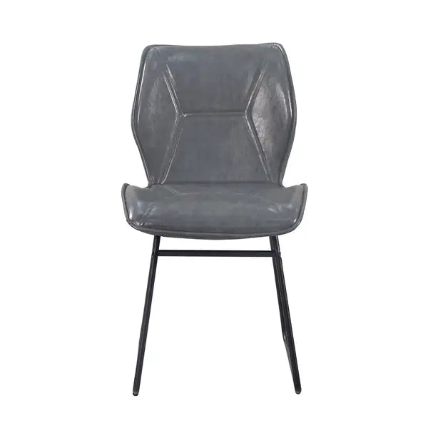 Set of 2 Gray Leather Dining Chairs with High-Density Sponge for Kitchen, Dining Room, Home