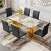 Gold Metal Dining Table & Chair Set - Rock Plate Top, Modern Simple Design, Comfortable Seating - Minihomy