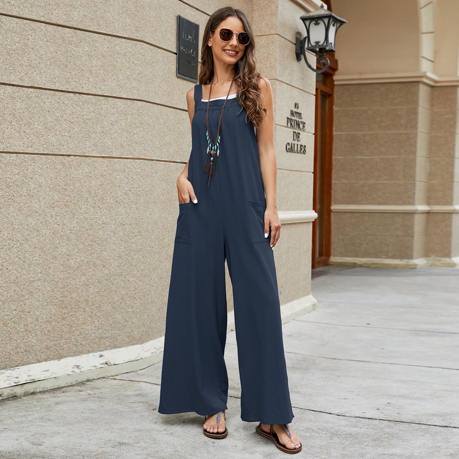 Women's Romper Jumpsuit With Pockets Personality Casual Long Suspenders
