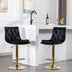 Adjustable Swivel Bar Stools Set of 2, Velvet Seat with Chrome Base & Footrest, Black & Gold - Minihomy