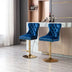 2-Piece Velvet Bar Stools Set | Adjustable Counter Height, Tufted Back, Blue & Gold - Minihomy