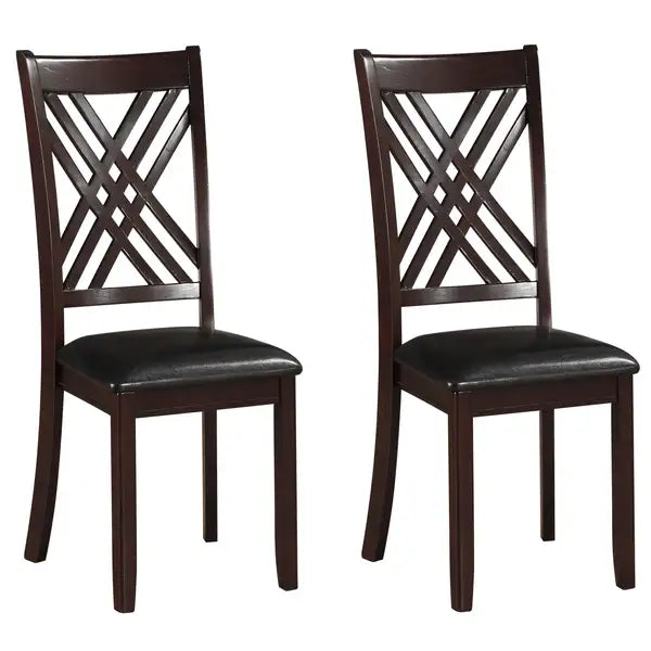 Black & Espresso Cross Back Dining Chairs (Set of 2)