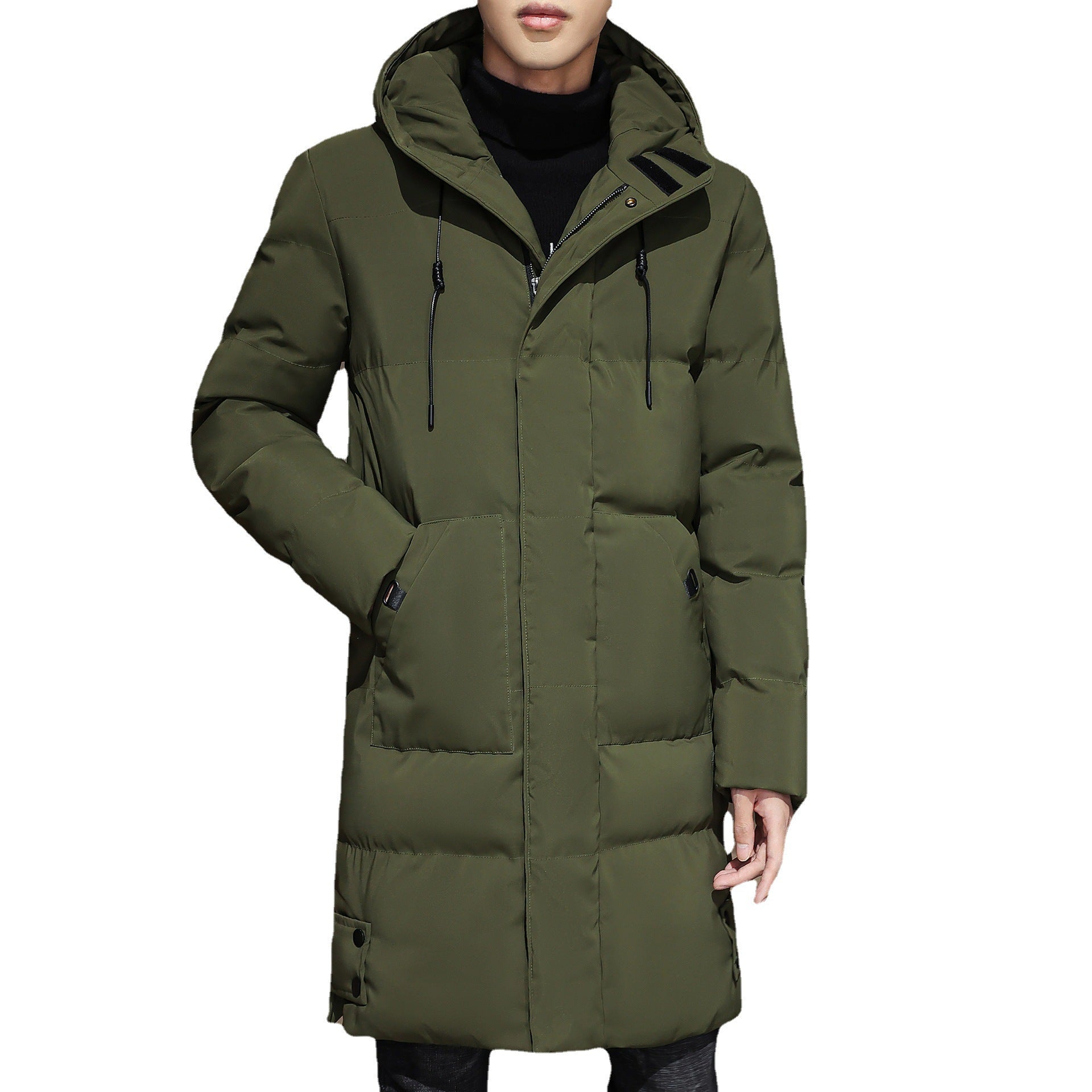Plus Size Men's Winter Cotton Coats - Thick Mid-length