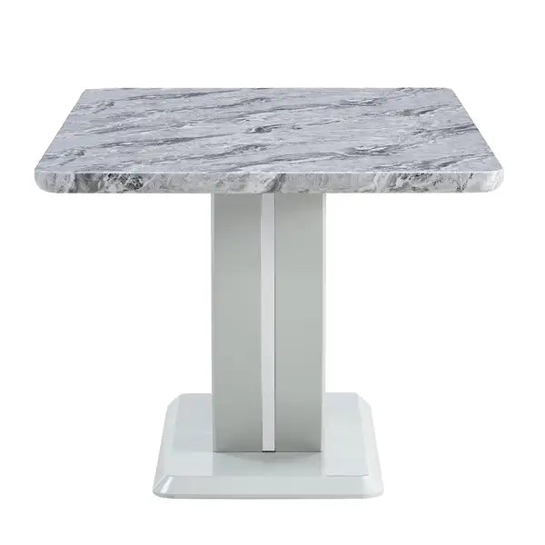 Modern Marble Dining Table & Chair Set - Rectangular, Minimalist, Soft Cushions (F-1280) - Minihomy