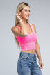 2-Way Neckline Washed Ribbed Cropped Tank Top - Minihomy