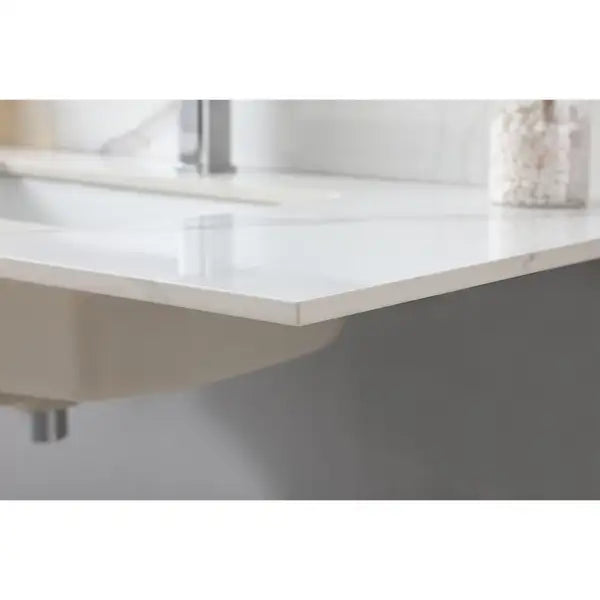 Carrara Gold Sintered Stone Vanity Top - 43x22 inch, Single Faucet Hole - Minihomy