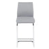 Modern Bar Stools Set of 2 - Light Grey PU Leather, Chrome Metal Frame, Restaurant & Home - Minihomy