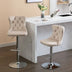 Beige Velvet Swivel Barstools with Backs, Adjustable Height, Chrome Base, Set of 2 - Minihomy