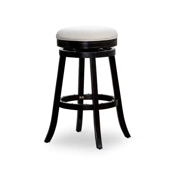 30" Espresso Bar Stool with Beige Fabric Seat - Minihomy