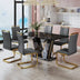 Modern Dining Table Set with Black Marble Glass Top and Comfortable PU Chairs - Minihomy