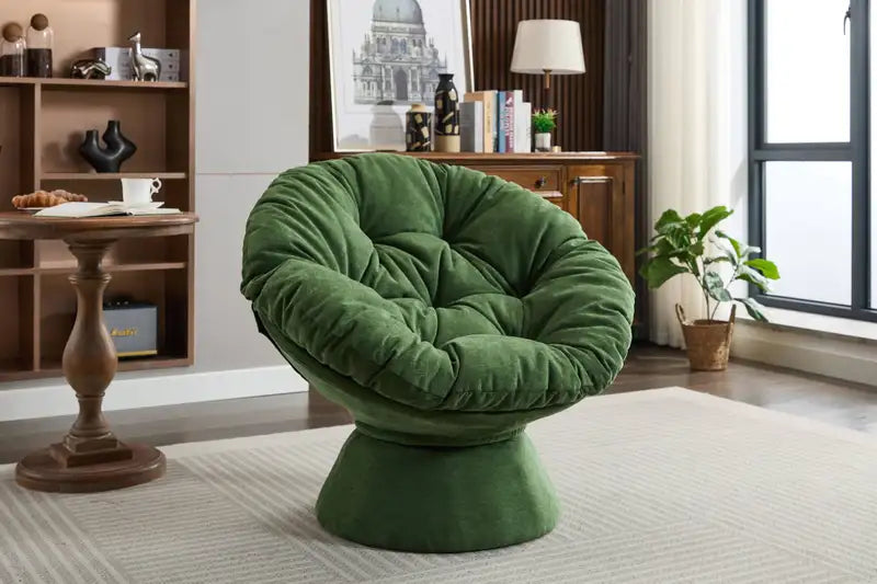 Oversized Swivel Papasan Chair: 360° Barrel Accent Chair for Living Room & Bedroom