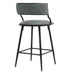 Grey Counter Height Bar Stools - 26" PU Leather Seat & Black Base - Minihomy