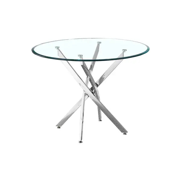 Round Glass Dining Table with Chrome Legs - Modern & Stylish