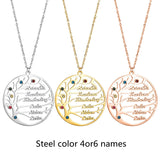 Personalized Stainless Steel Golden Tree of Life Custom Name Necklace