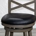 24" Weathered Gray Counter Height Swivel Stool with Black Leather Seat - Minihomy