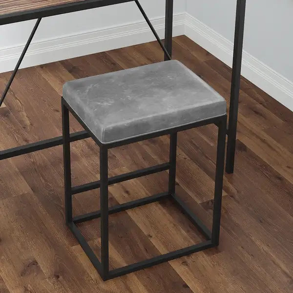 Grey Metal & Faux Leather Bar Stools (Set of 2) - Riley