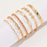 Six-piece Set All-match Bracelet: Personality Fashion Snake Chain Hemp Flowers Chain Alloy