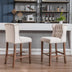 Beige Upholstered Wingback Bar Stools Set of 2 with Nailhead Trim & Tufted Back - 27" Seat Height - Minihomy