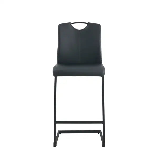 Black PU Leather Bar Stools Set of 2 - Counter Height Dining Chairs - Minihomy