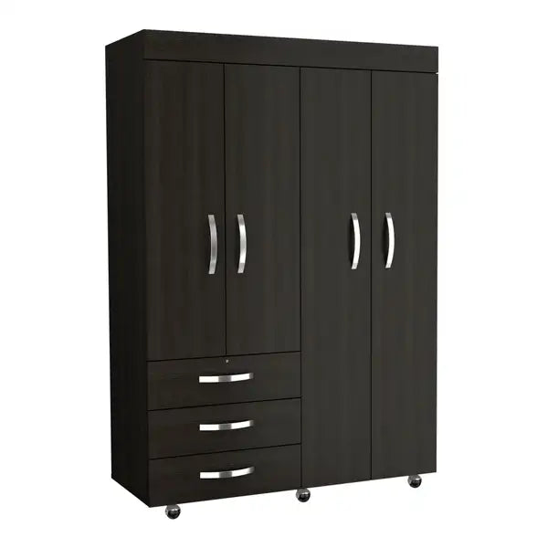 Black Velvet Mobile Armoire for Bedroom Storage - Minihomy